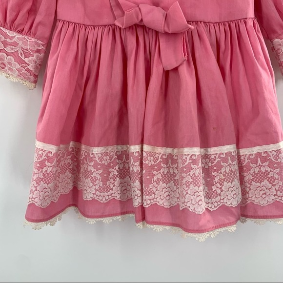 Vintage Mini World Girls Dress Size 6 Pink Ruffle Long Sleeves Party Full Circle - Picture 12 of 15
